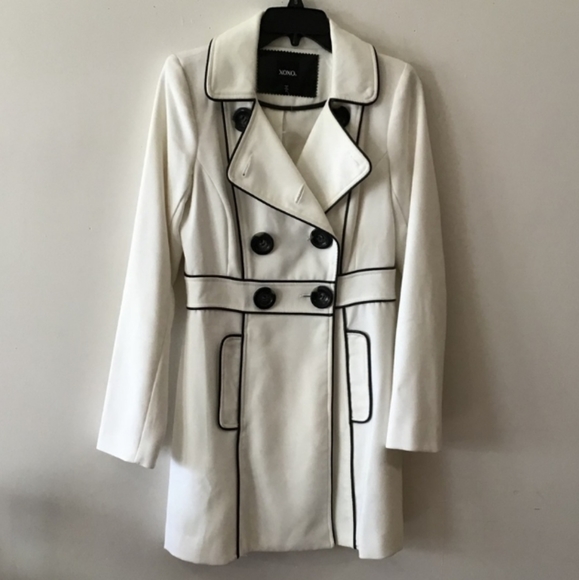 XOXO Jackets & Blazers - XOXO White and Black Pea Coat Size S